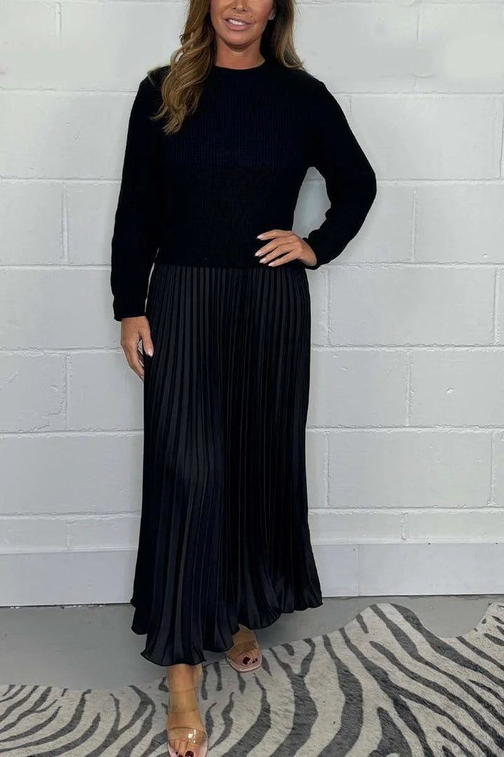 Women's nan pleated maxi skirt with elastic comfort waistband and softly falling pleats StylebySassy