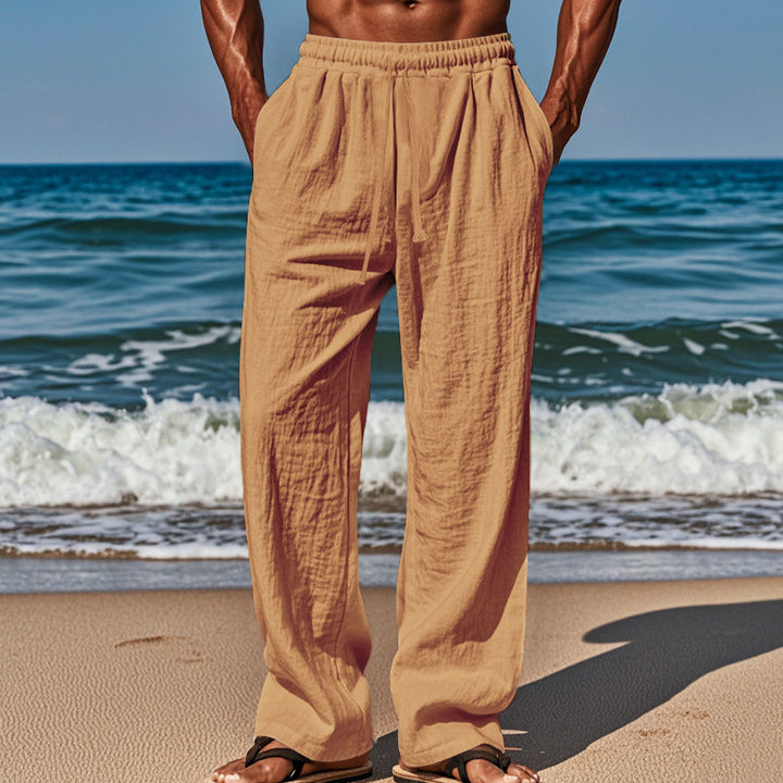 Men's Lightweight Linen Pants with Wide Leg and Elastic Waist StylebySassy
