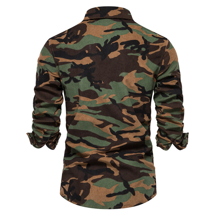 Men's fine cord overshirt with chest pockets, continuous button placket, and close-fitting silhouette StylebySassy