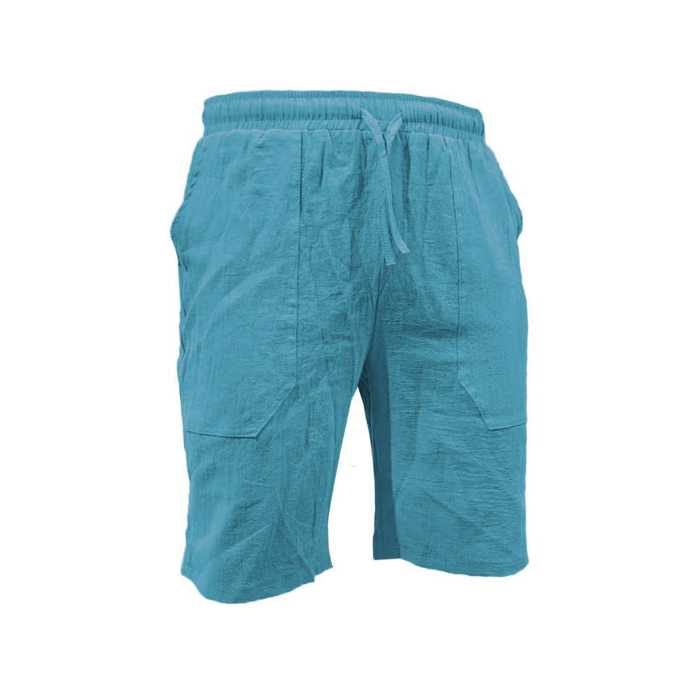 Men's casual travel Bermuda shorts with crinkle texture, adjustable drawstring, and large volume patch pockets StylebySassy