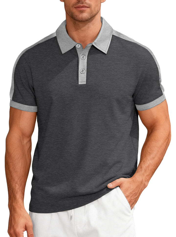 Men's nan Premium polo in retro contrast look with shirt collar and three-button placket StylebySassy