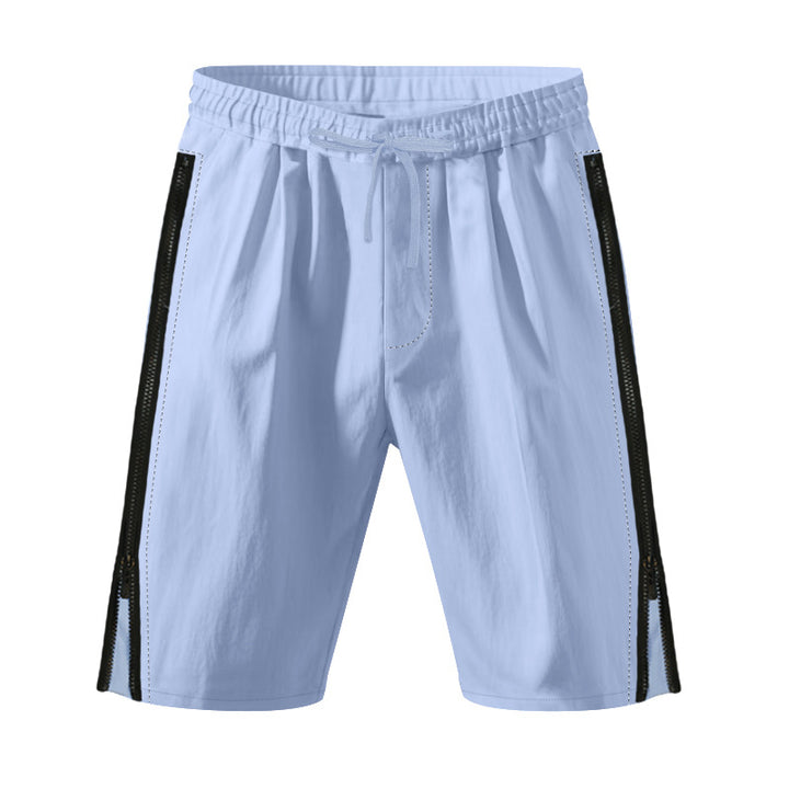 Men's lightweight training shorts with elastic drawstring waistband, side ventilation zippers, and slash pockets StylebySassy