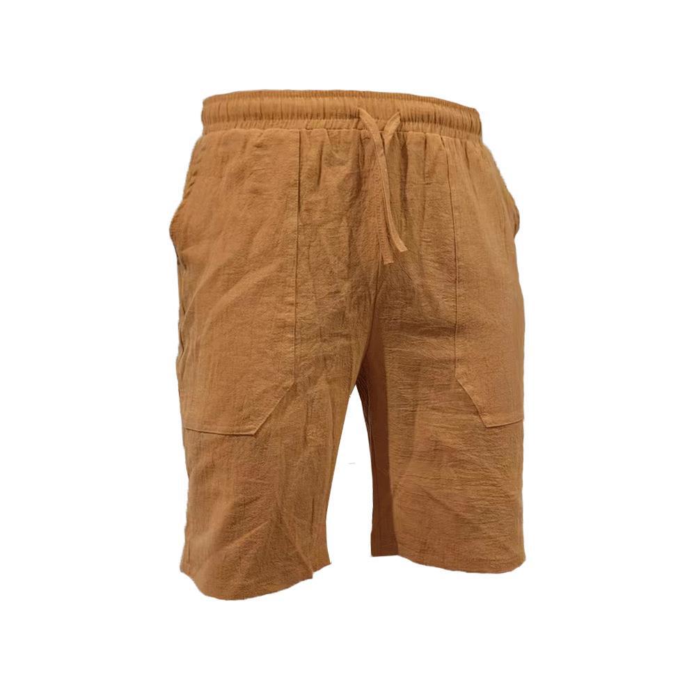Men's casual travel Bermuda shorts with crinkle texture, adjustable drawstring, and large volume patch pockets StylebySassy