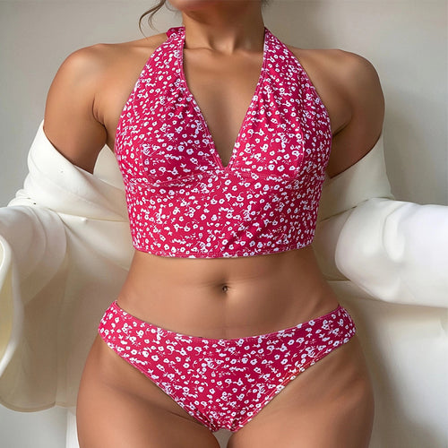 Women's Crop-Top Bikini with Deep V-Neck StylebySassy