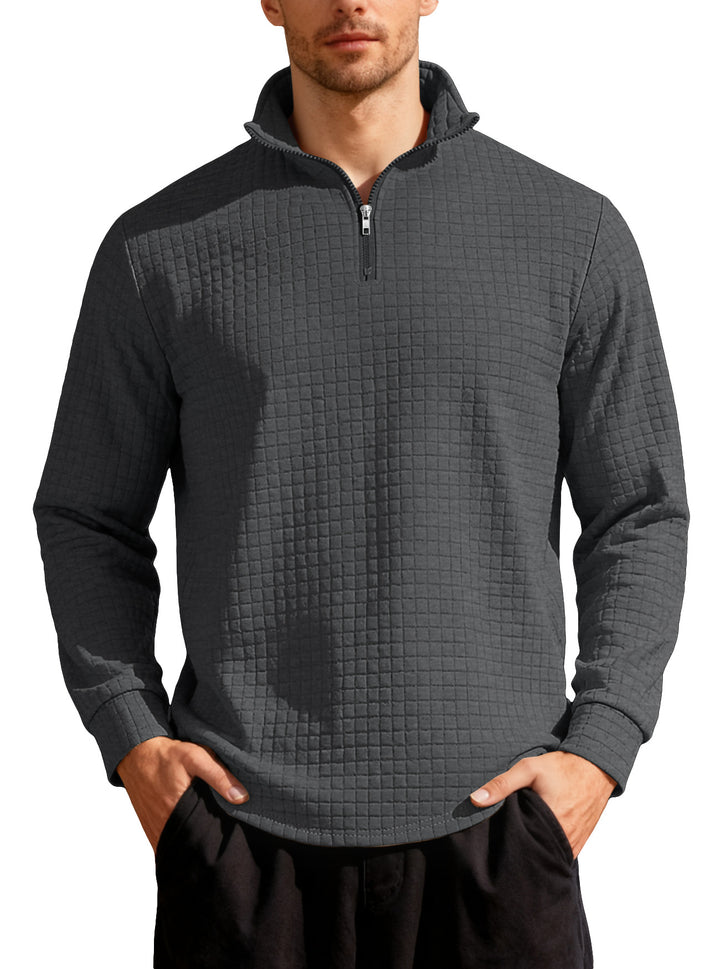 Men's Nano Square Structured Comfort Half Zip Sweater with Stand Collar and Light Padding StylebySassy