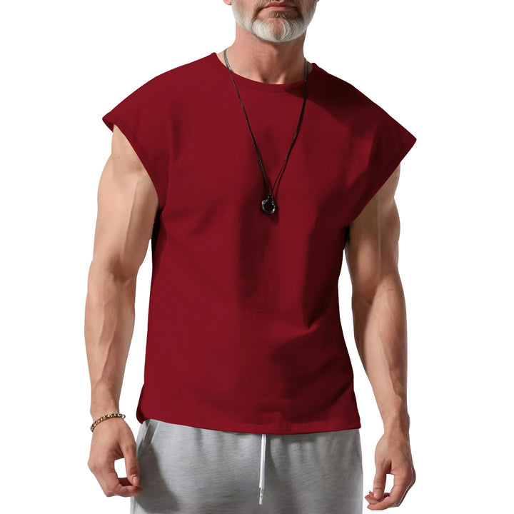 Men's cropped athletic tank top with wide arm openings and round neckline StylebySassy