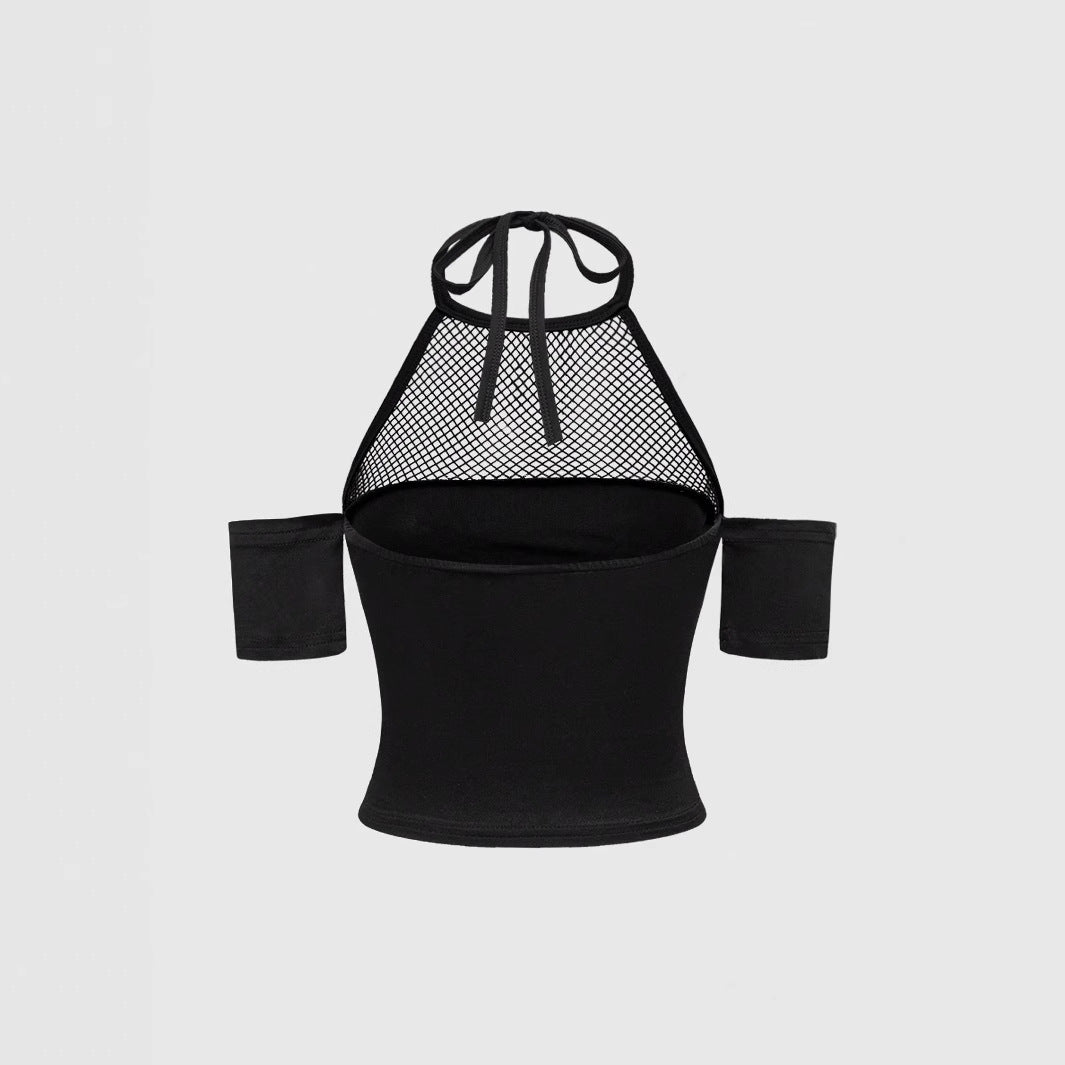 Ladies Trendy Crop Top with Mesh Details and Original Graphic Lace StylebySassy