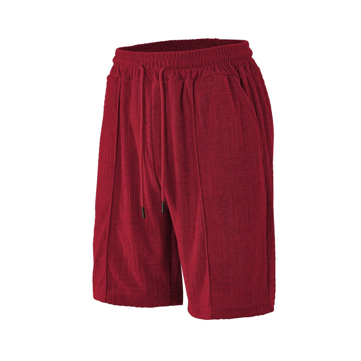 Men's structured terry Bermuda shorts with elastic drawstring waistband and inset pockets StylebySassy