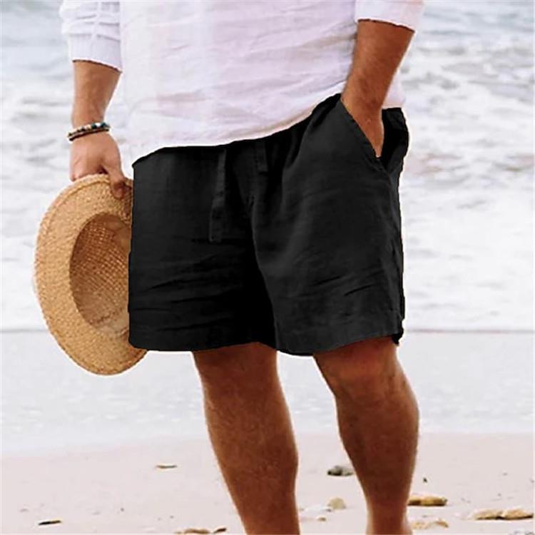 Men's casual travel Bermuda shorts with crinkle texture, adjustable drawstring, and large volume patch pockets StylebySassy
