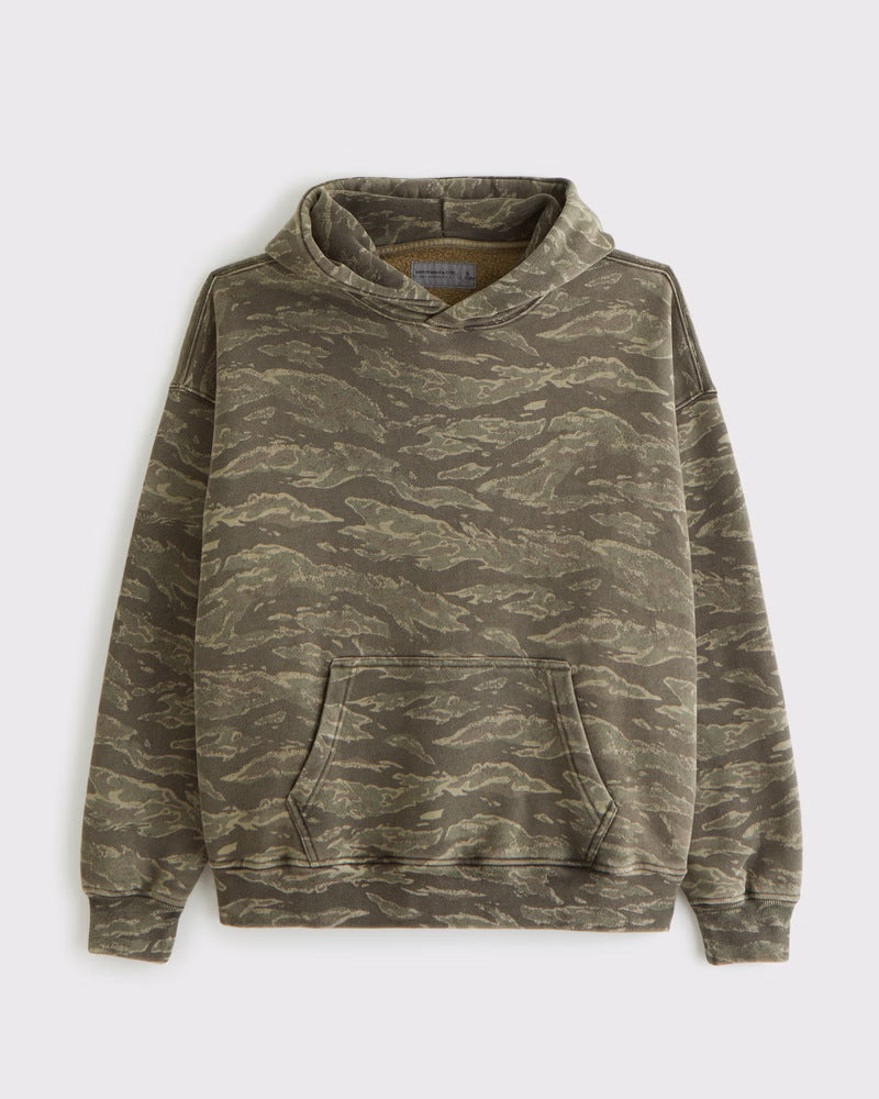Unisex loose-fit hoodie sweatshirt with subtle leaf texture, double hood without drawstring and kangaroo pocket StylebySassy