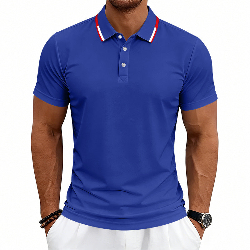 Men's tailored short-sleeve polo shirt with contrast collar made of breathable piqué StylebySassy