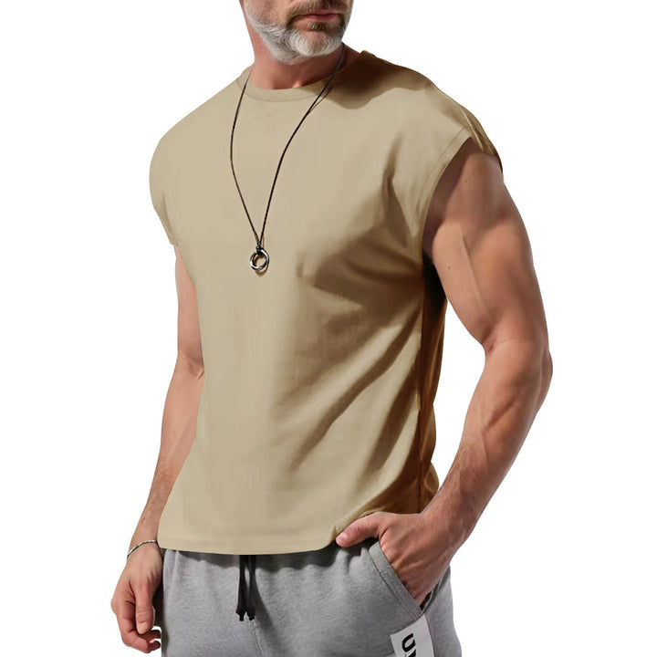 Men's cropped athletic tank top with wide arm openings and round neckline StylebySassy