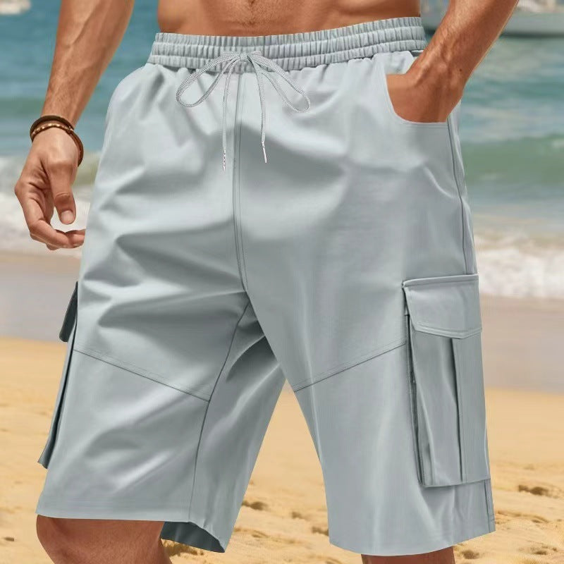 Men's Nano Technical Travel Leisure Bermuda with Elastic Waistband, Drawstring and Functional Flap Pockets StylebySassy