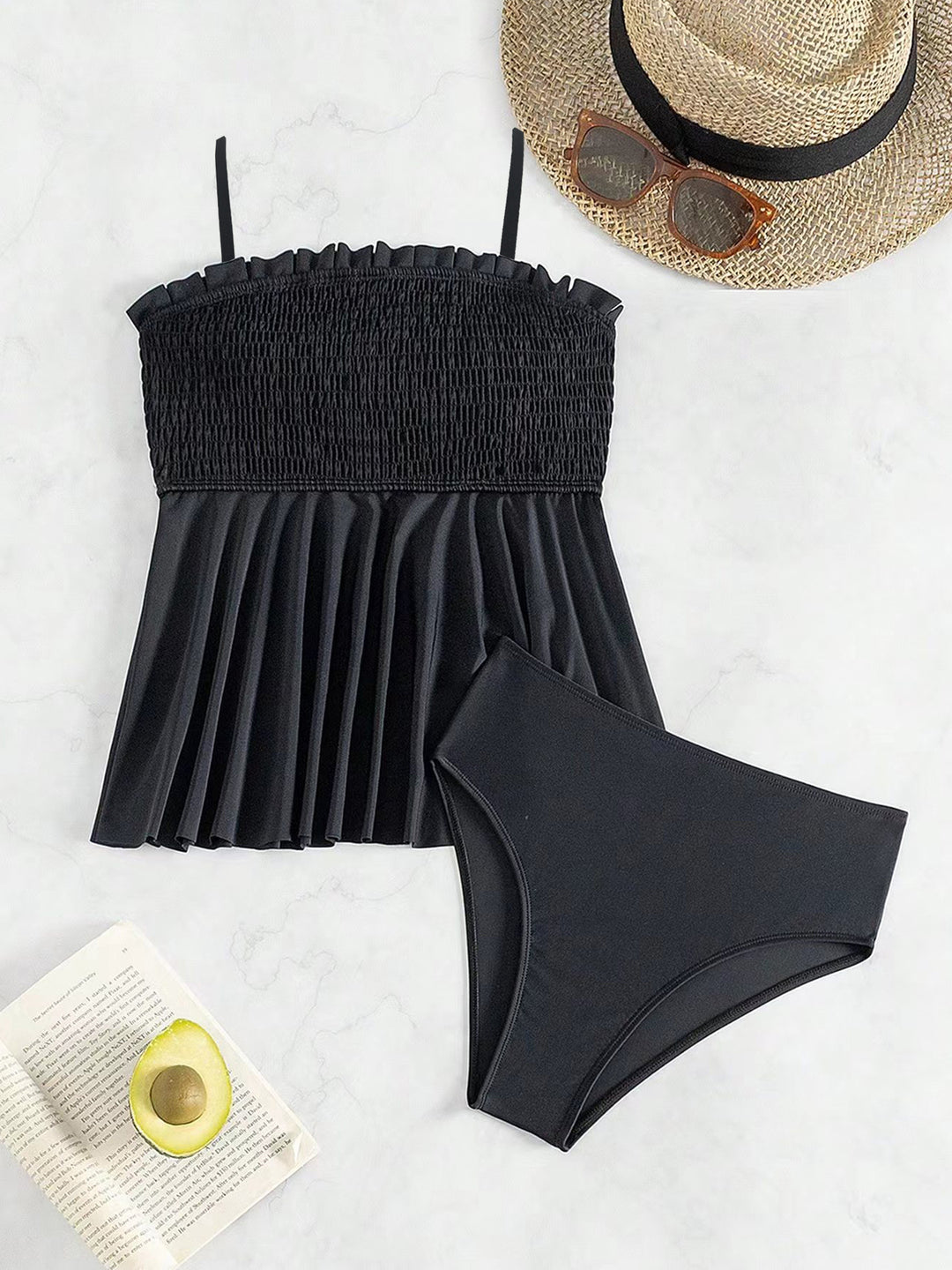 Women's Stylish Flowing Tankini Set with Ruffled Elements StylebySassy