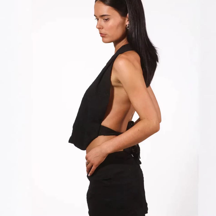 Women's Playful Crop Top with Asymmetric Ruffle Details StylebySassy