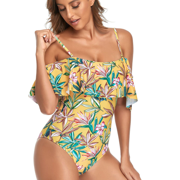 Women's One-Piece Swimsuit with Ruffle Details and Floral Pattern StylebySassy