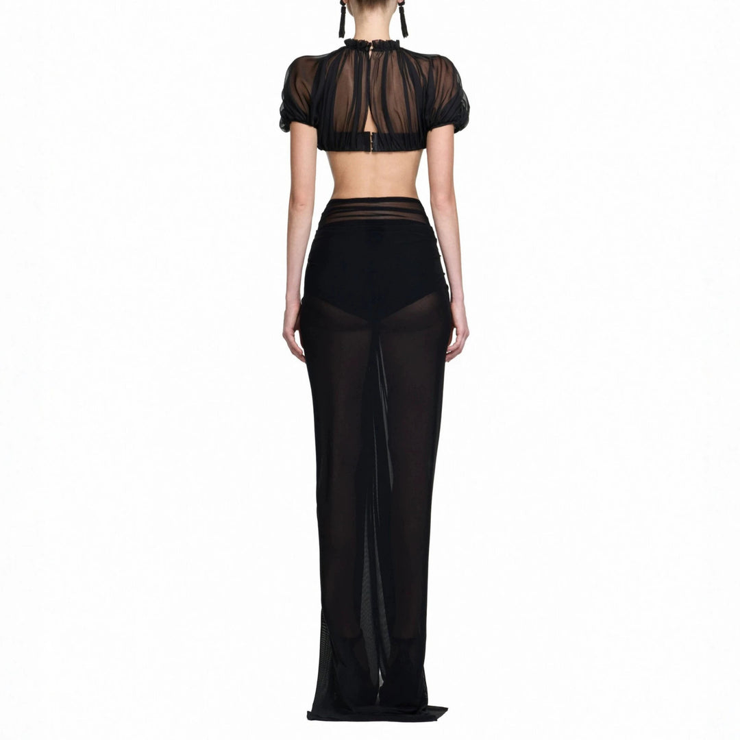Ladies Elegant Transparent Maxi Dress with Sleeveless Silhouette StylebySassy