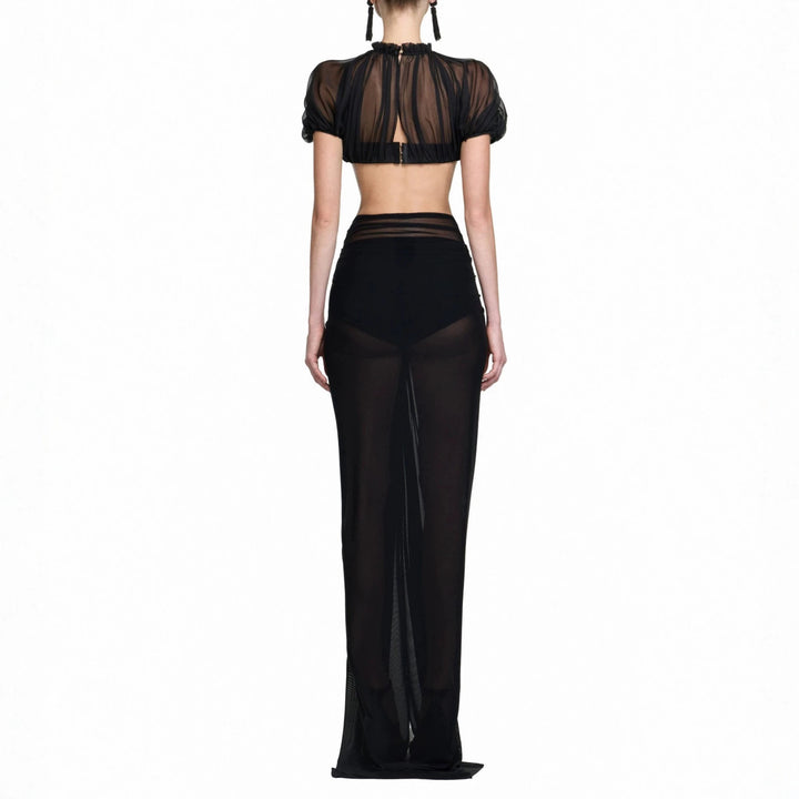 Ladies Elegant Transparent Maxi Dress with Sleeveless Silhouette StylebySassy