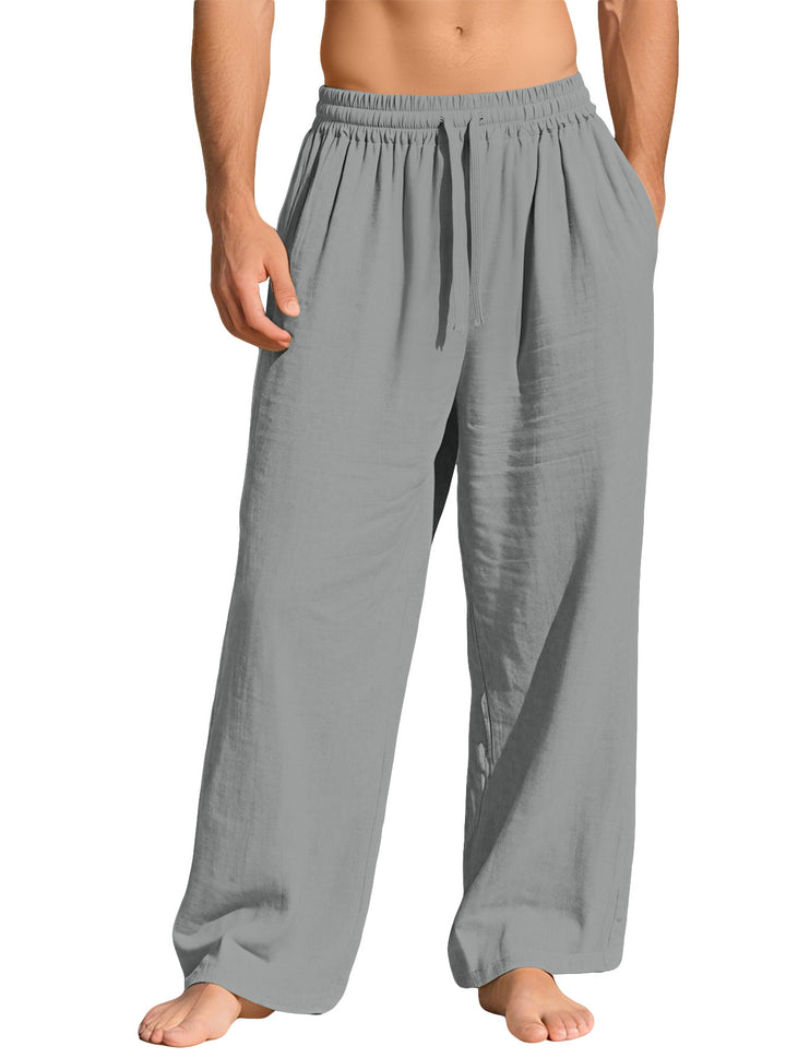 Men's lightweight linen lounge pants with elastic waistband and side pockets StylebySassy