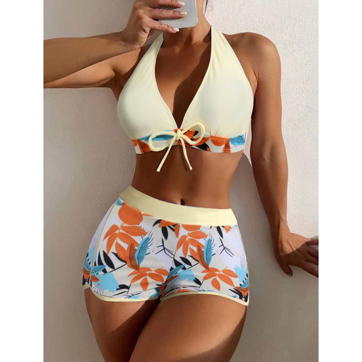 Women High-neck Bikini with Playful Floral Pattern StylebySassy