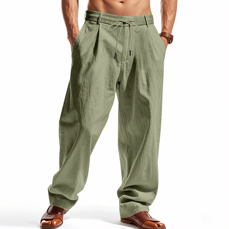 Men's wide pleat chino pants with cuffs, tapered fit and side pockets StylebySassy