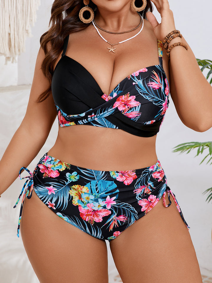 Women High-Waisted Bikini Set with Floral Wrap Top StylebySassy