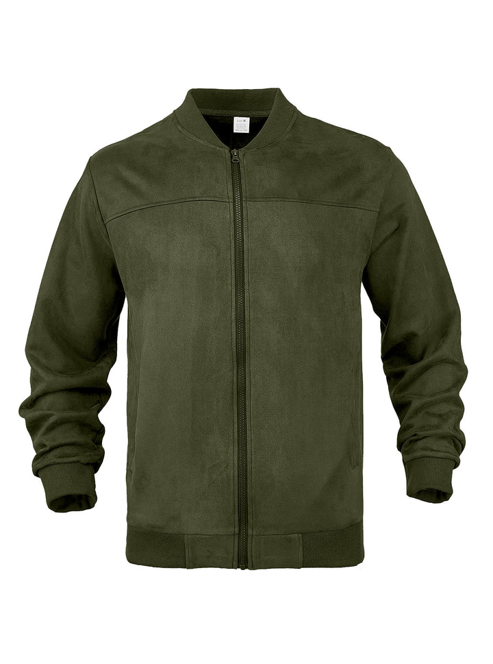 Men's suede bomber jacket with elastic ribbed cuffs StylebySassy