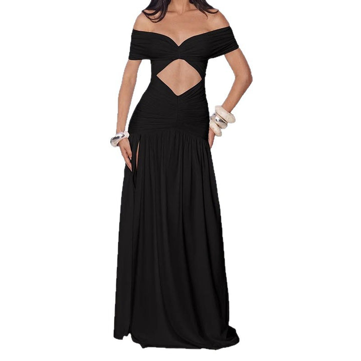Women Elegant Off-Shoulder Maxi Dress with Practical Cut-Out StylebySassy