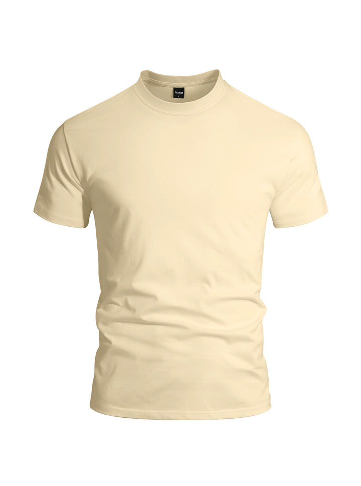 Men's close-fitting round neck basic shirt made of single jersey with reinforced neckband StylebySassy