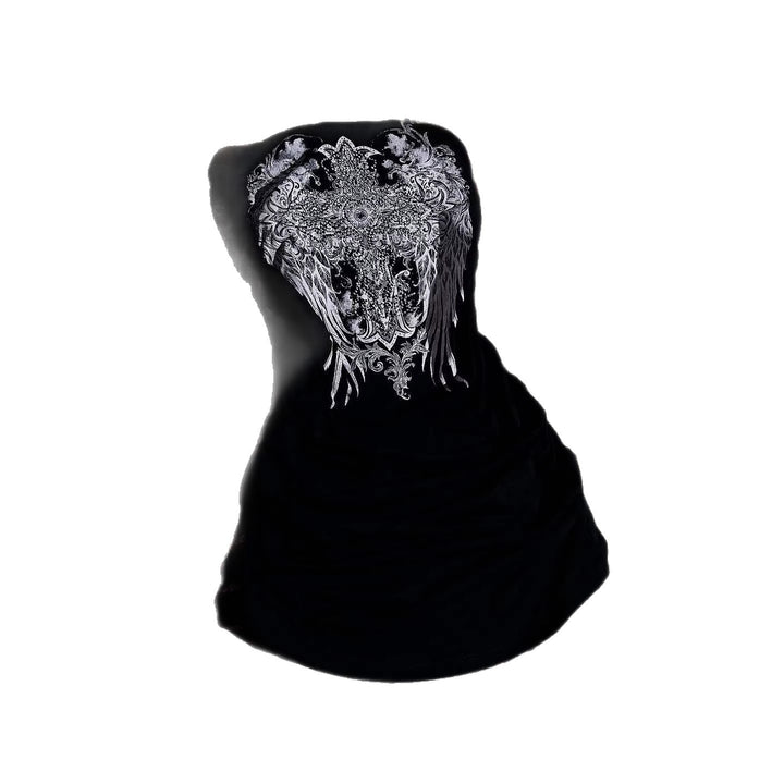 Women's Strapless Mini Dress with Intricate Graphic Design StylebySassy