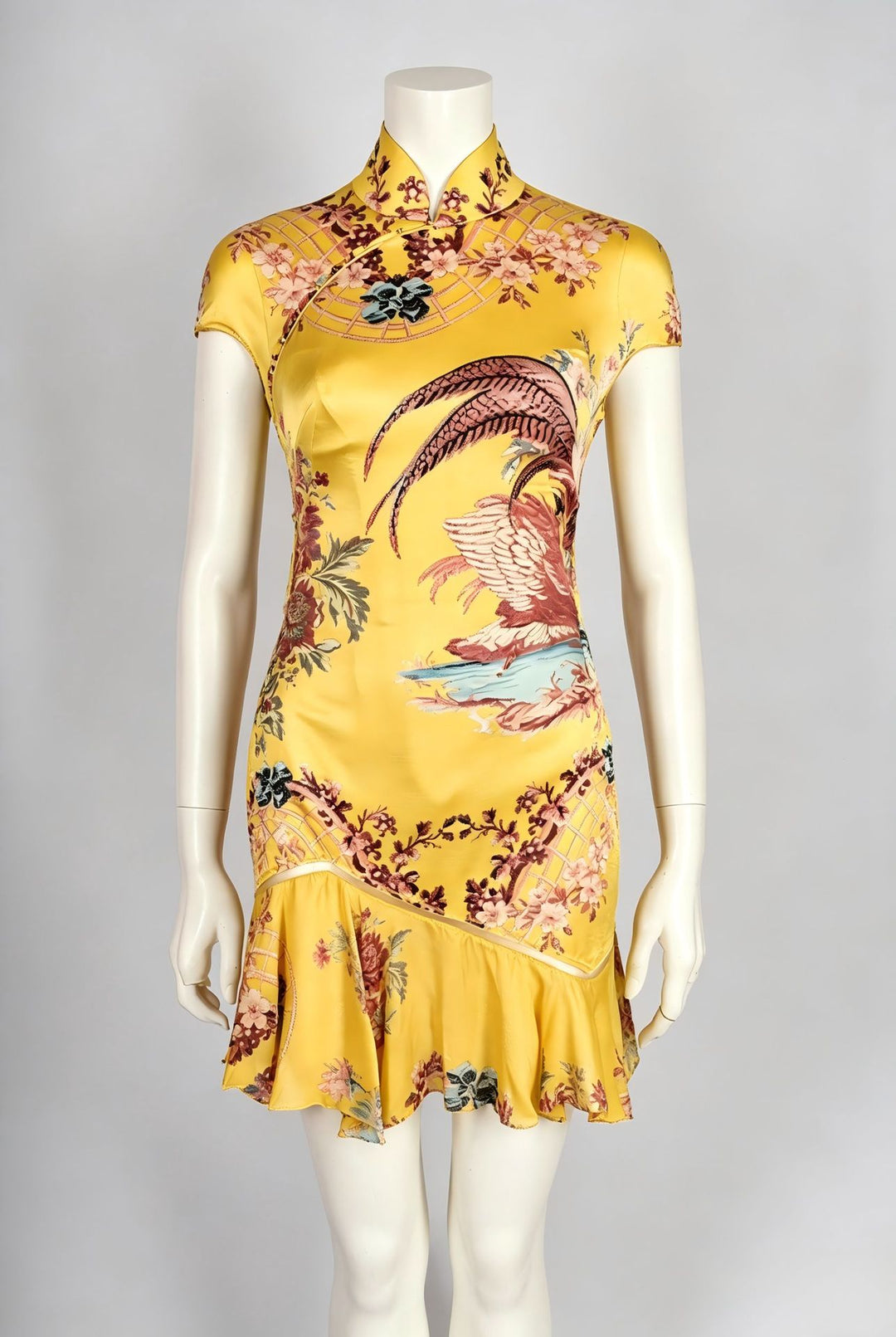 Women chiffon dress with Asian design and ruffle details StylebySassy