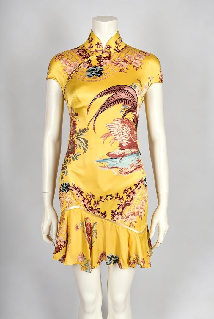 Women chiffon dress with Asian design and ruffle details StylebySassy