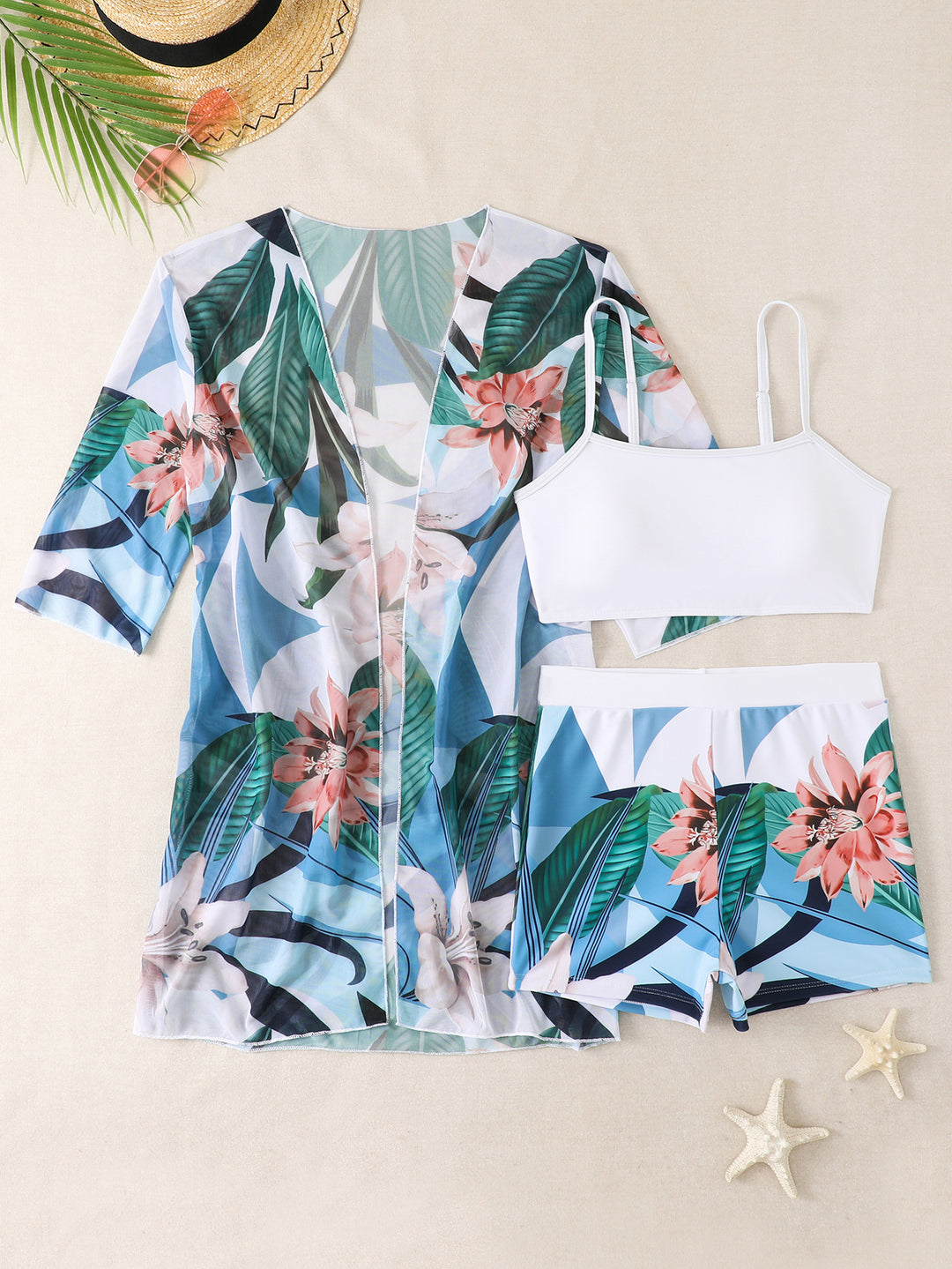 Women’s Beach Tote with Floral Cover and Bikini Set StylebySassy