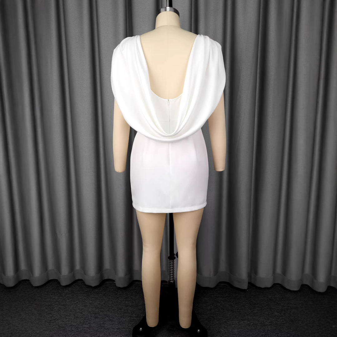 Women's wrap dress with voluminous collar and shimmering finish StylebySassy