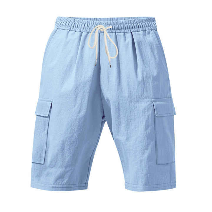 Men's travel and outdoor bermuda shorts with elastic drawstring waistband, security inner pocket and front flap pockets StylebySassy