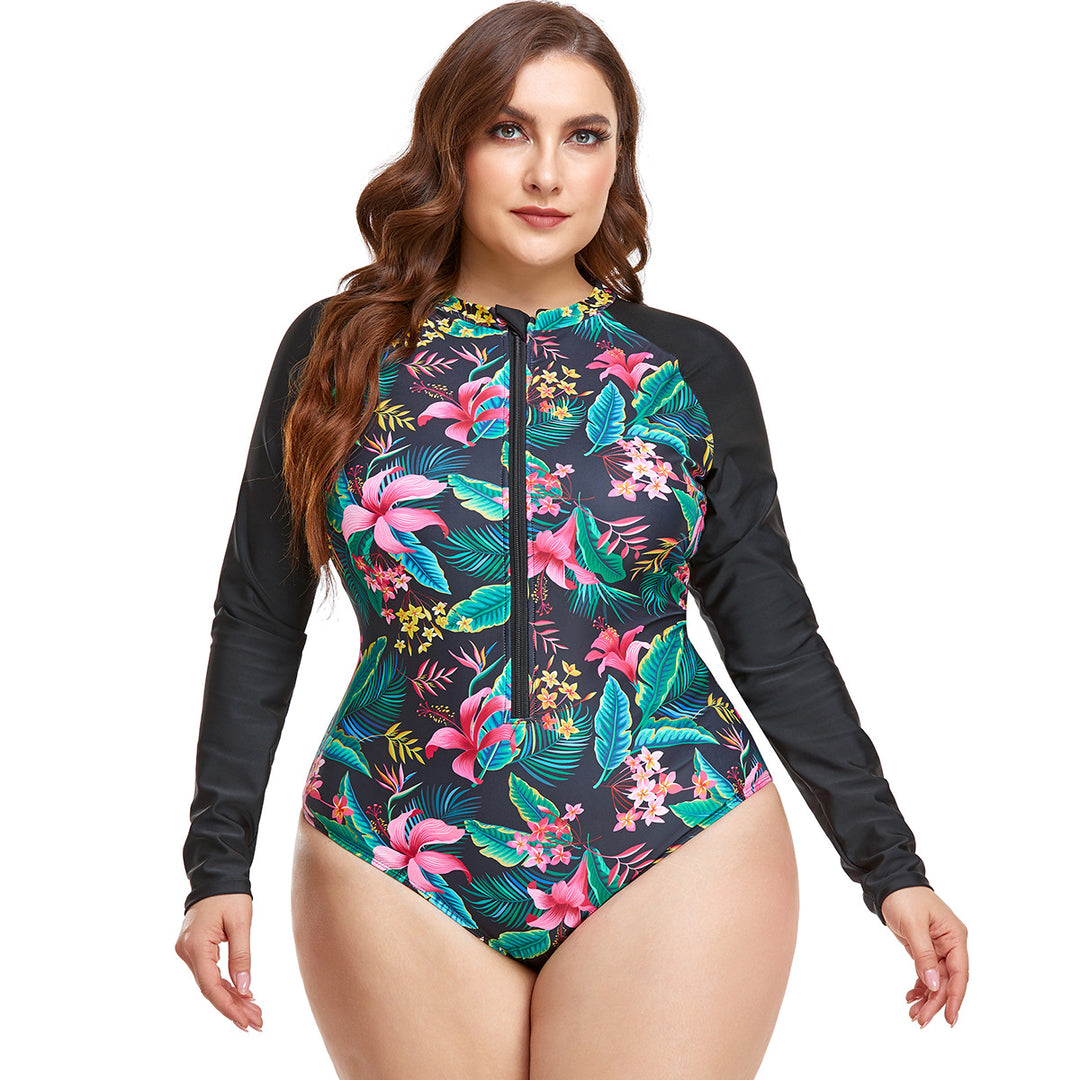 Women's Rashguard Swimsuit with Floral Pattern StylebySassy