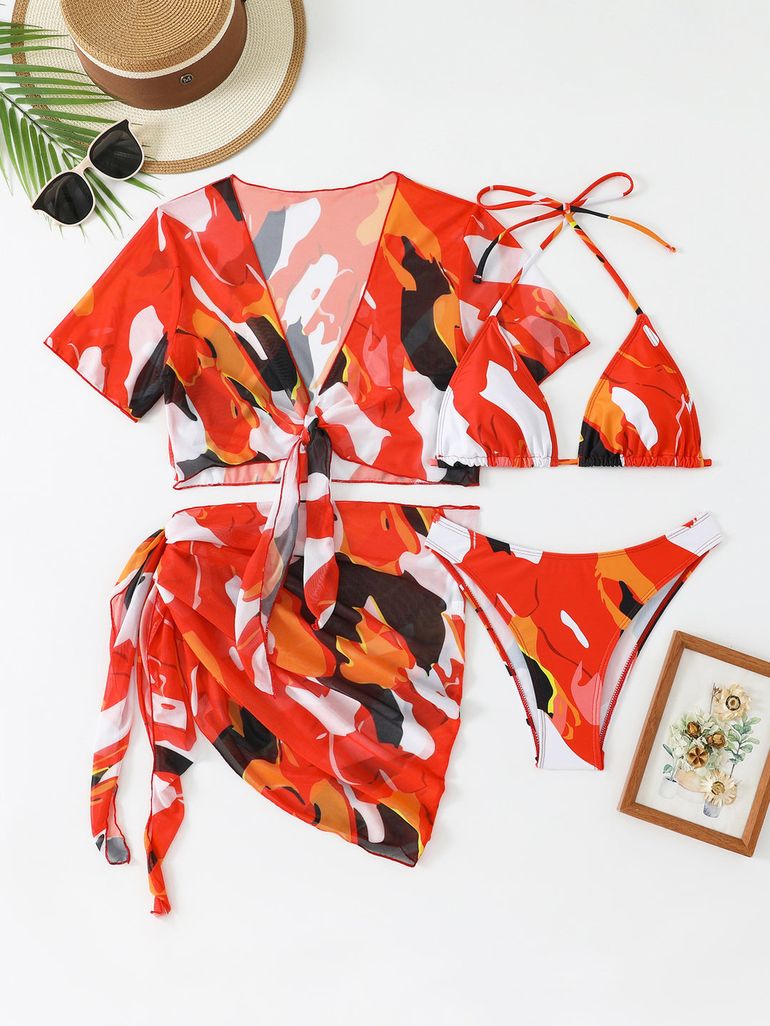Women's bikini set with transparent top and stylish wrap skirt StylebySassy
