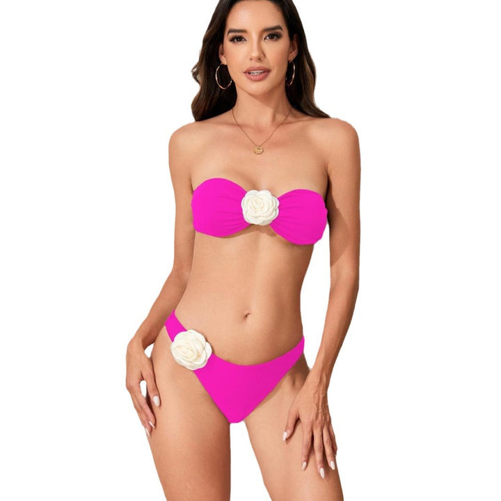 Women's bandeau bikini set with floral detail StylebySassy