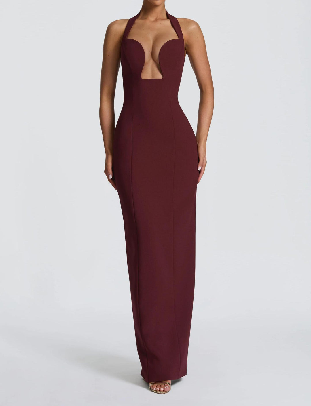 Ladies Elegant Maxi Dress with Deep V-Neck and Flattering Silhouette StylebySassy
