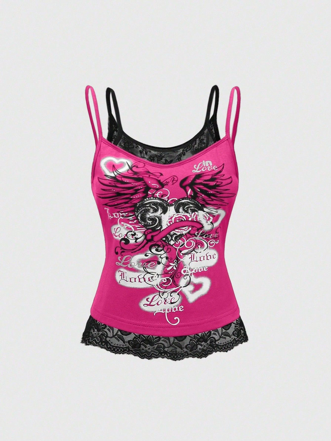 Women's Lace Cami Top with Graphic Print StylebySassy