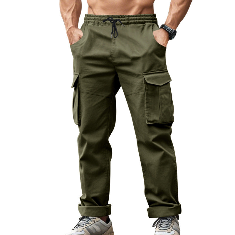 Men's urban cargo chinos in jogging style with elastic drawstring waistband and multifunctional pockets StylebySassy