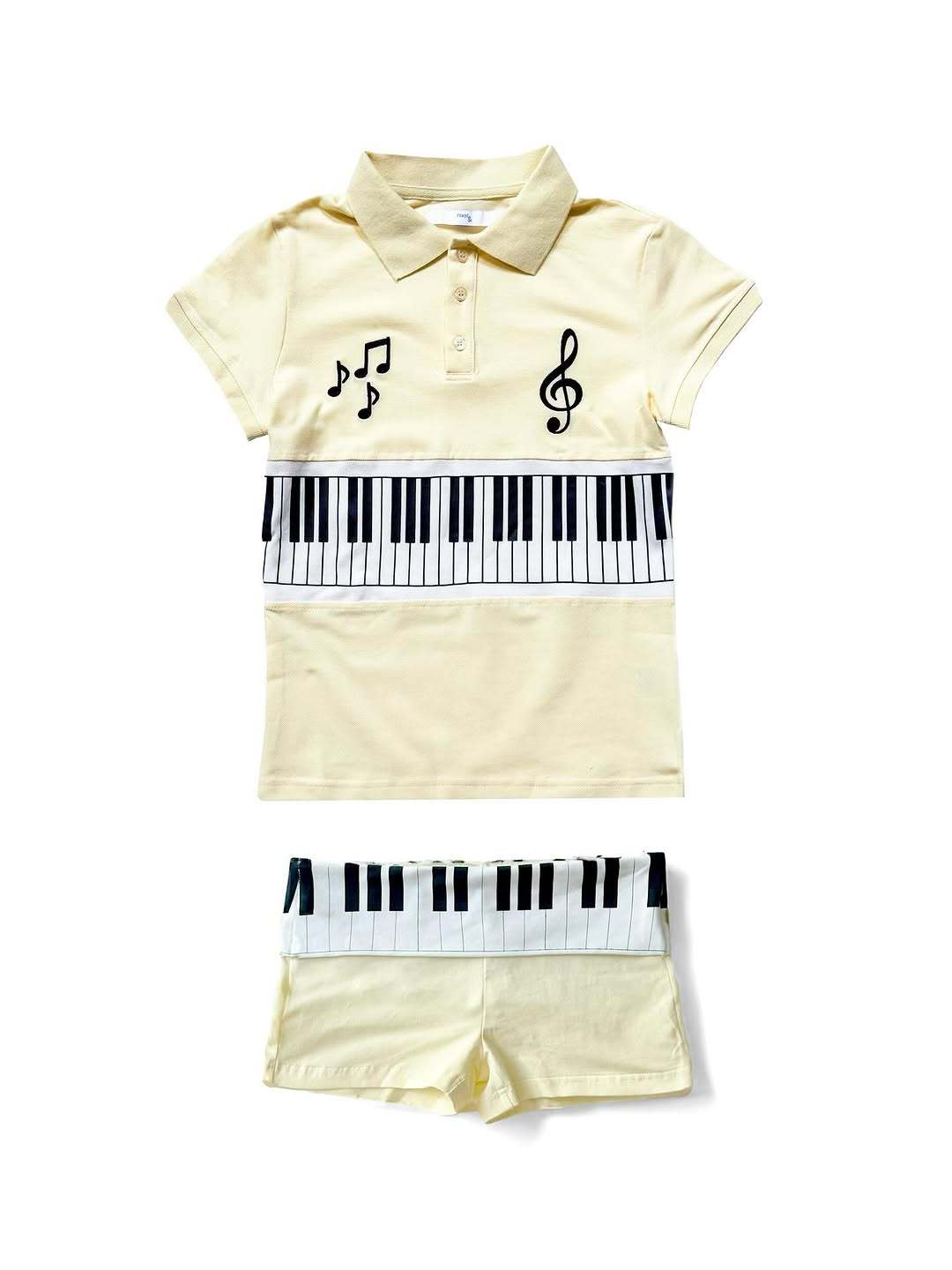 Women's Polo Shirt and Shorts Set with Musical Design StylebySassy