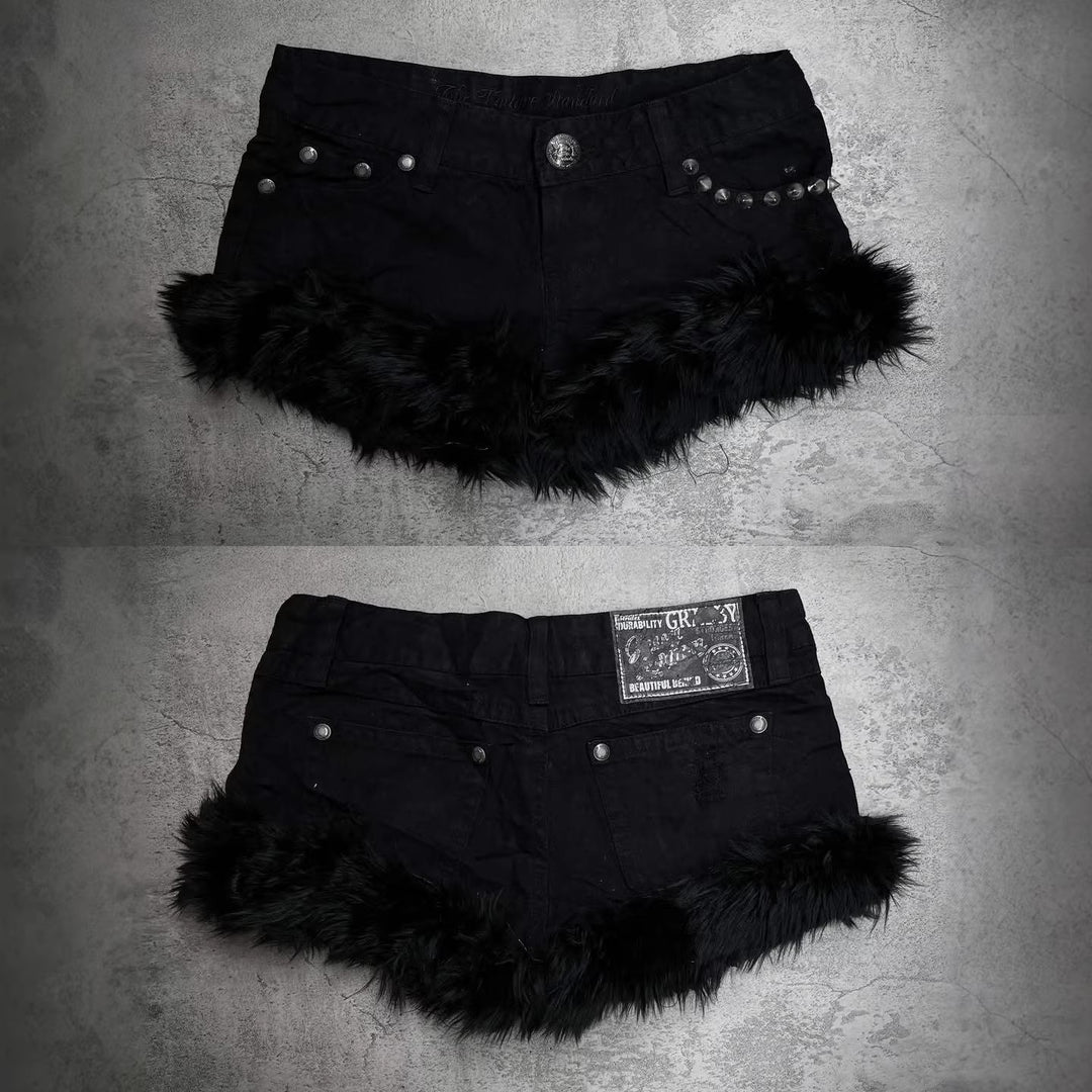 Women Short Jeans with Fluffy Hem StylebySassy