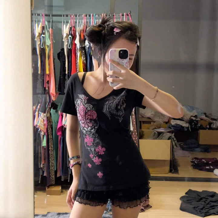 Women's T-Shirt with unique floral design StylebySassy