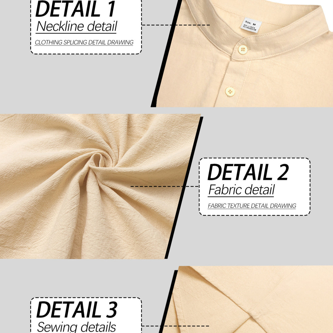 Men's Nehru collar Henley made of cotton stretch with concealed button placket and slim fit StylebySassy
