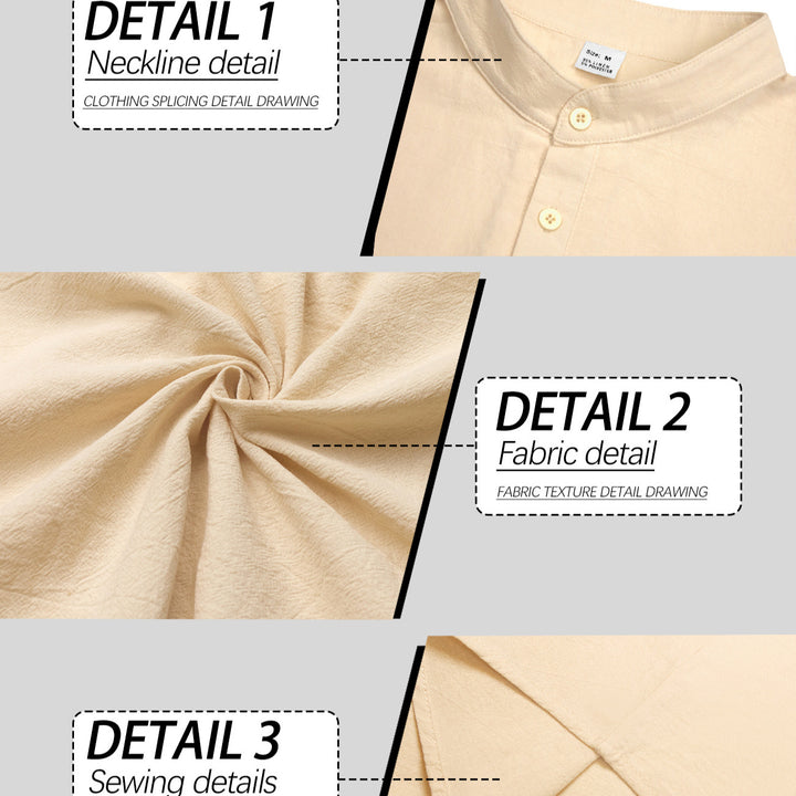 Men's Nehru collar Henley made of cotton stretch with concealed button placket and slim fit StylebySassy