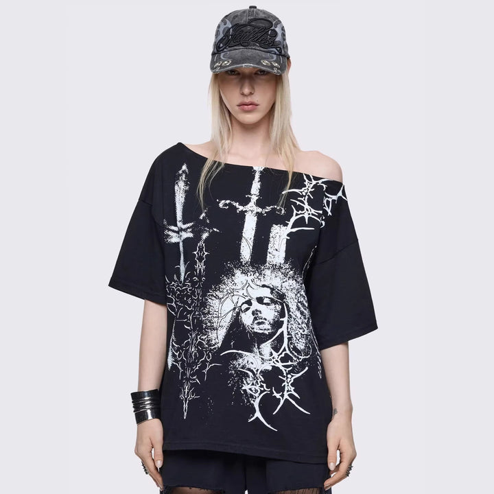 Women's Oversized T-Shirt with Creative Graphic Design StylebySassy