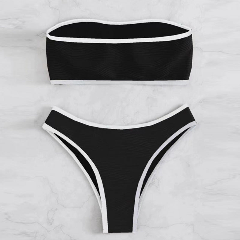 Women's Bandeau Bikini Set with Textured Design StylebySassy