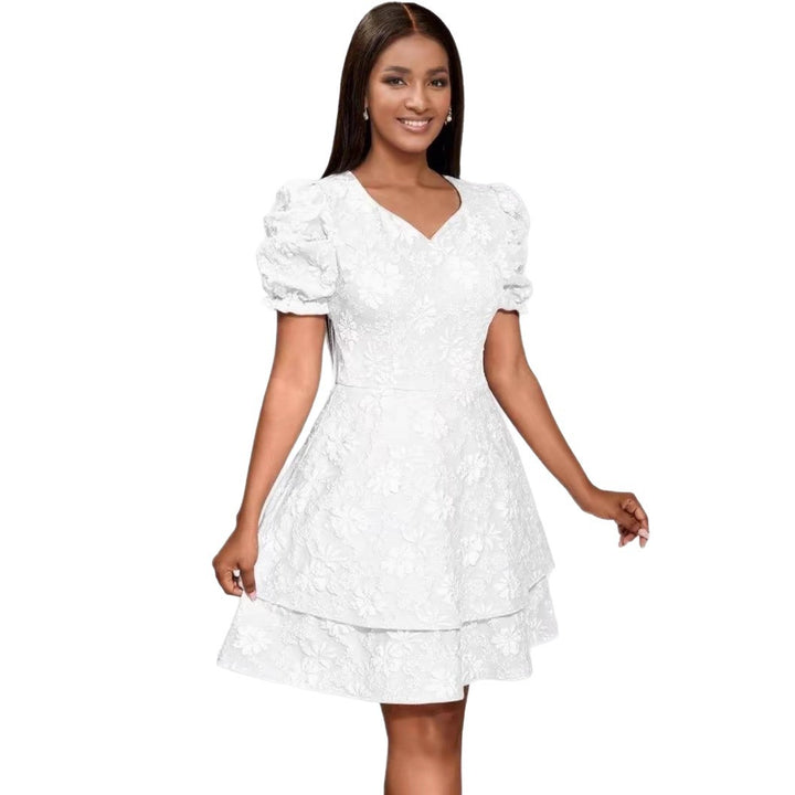Women's romantic short sleeve dress with tiered skirt StylebySassy