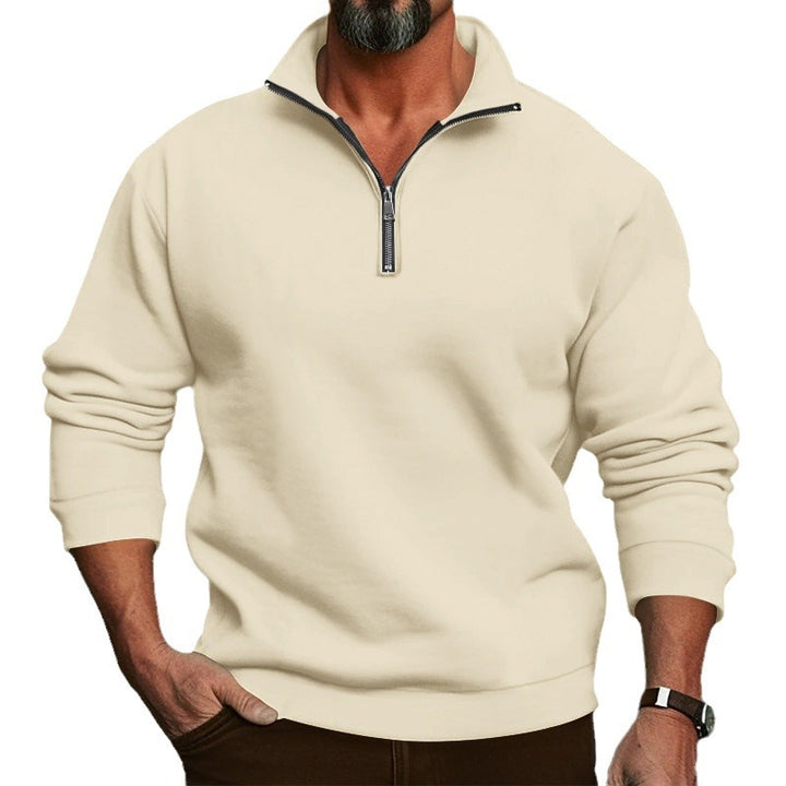 Men's casual sweatshirt with zip stand-up collar and soft brushed fleece inside StylebySassy